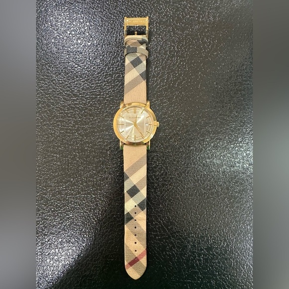 Burberry Accessories - Burberry Women's Watch with Gold Case and Plaid Strap